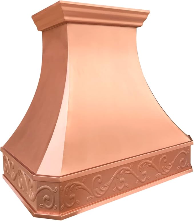 CT Copper Tailor Copper Vent Hood Wall Mount,48'' W,39''H, 1150 CFM Exhaust Fan,Stainless Steel Vent,LED Light,Dishwasher-Safe Baffle Filters,Smooth-Penny Patina,VH3A