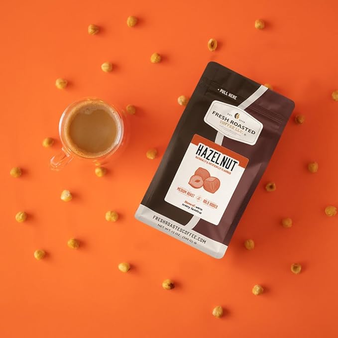 Fresh Roasted Coffee, Hazelnut Flavored Coffee, 12 oz, Medium Roast, Kosher, Ground