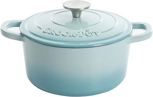 Crock-Pot Artisan Round Enameled Cast Iron Dutch Oven, 7-Quart, Aqua