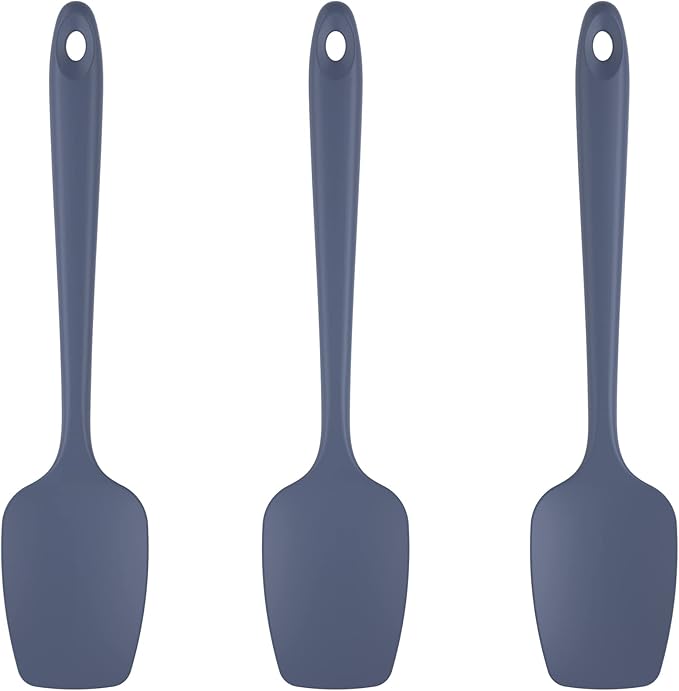 U-Taste Silicone Spoon Spatula Set, 600쨘F High Heat Resistant Food Grade Flexible Rubber Scraper, Cooking Mixing Baking Kitchen Utensils Set of 3 (Midnight Blue)