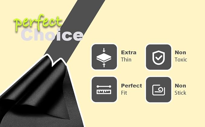 Air Fryer Oven Liners for Breville Mini Smart Oven Air Fryer, Black 4pcs Reusable Baking Mat