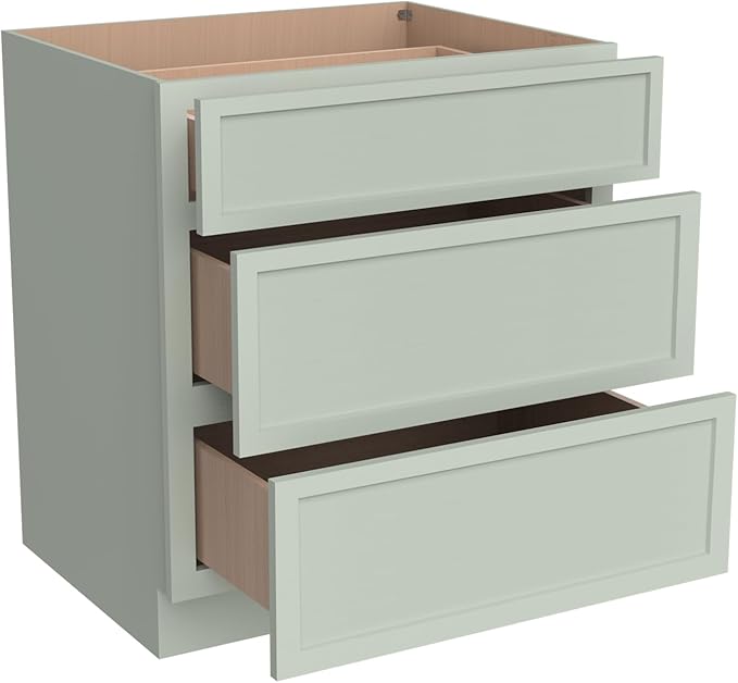 Newtown 3-Drawer Solid Wood Cabinet Premium Storage Organizer for Kitchen,Office Files, Essentials, and Mor Versatile and Stylish Drawer Cabinet for Home (NT-Jade Green, 36"W x 24"D x 34.5"H)