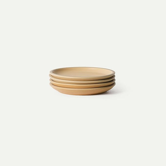 MORA Medium Plates Set of 4, 8.5 inch Ceramic Pottery Salad Plates - Microwave, Oven and Dishwasher Safe - Merrigold