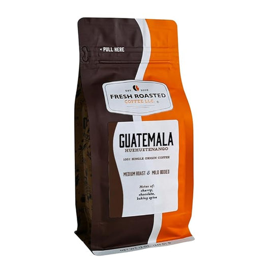 Fresh Roasted Coffee, Guatemala Huehuetenango | 12 oz | Single Origin | Medium Roast | Kosher | Whole Bean