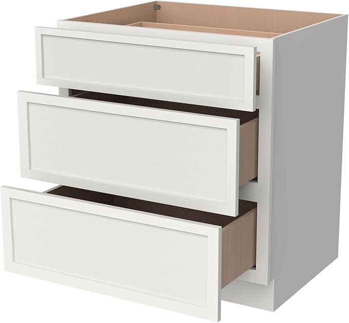 Newtown 3-Drawer Solid Wood Cabinet Premium Storage Organizer for Kitchen,Office Files, Essentials, and Mor Versatile and Stylish Drawer Cabinet for Home (NT-Origami White, 21"W x 24"D x 34.5"H)