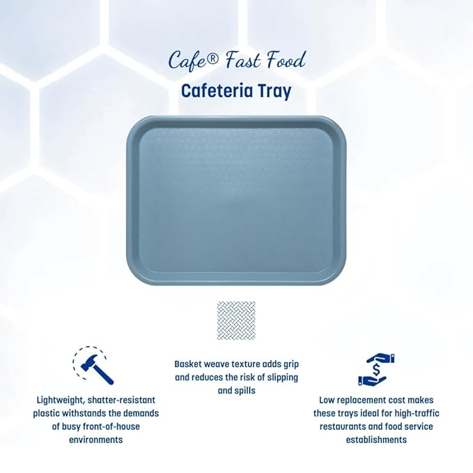 Carlisle FoodService Products Cafe Plastic Fast Food Tray, 12" x 16", Slate