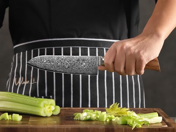 Wakoli EDIB Pro 3-Piece Damascus Kitchen Knife Set in Gift Box ??Sharp Knives Set made of Genuine Damascus Steel (VG10 Core) ??Santoku, Small Santoku & Paring Knife ??Ergonomic Pakkawood Handles
