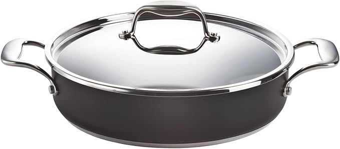 MAGEFESA Prisma 11-inch Braiser with Lid, made in 18/10 Stainless Steel, for All Types of Stovetops, including INDUCTION, Easy Cleaning, Dishwasher and Oven Safe up to 392쨘C