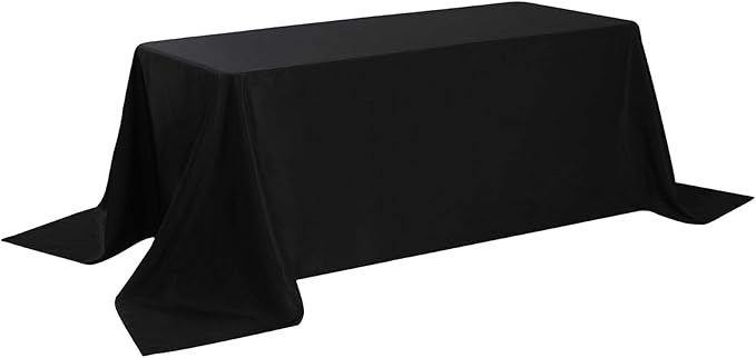 Cupuamon Rectangle Tablecloth 90x156 inch Washable Polyester Fabric Table Cloth for Wedding Party Dining Banquet Decoration（90x156, Black）