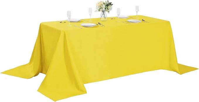 Cupuamon Rectangle Tablecloth 90x156 inch Washable Polyester Fabric Table Cloth for Wedding Party Dining Banquet Decoration（90x156, Yellow）