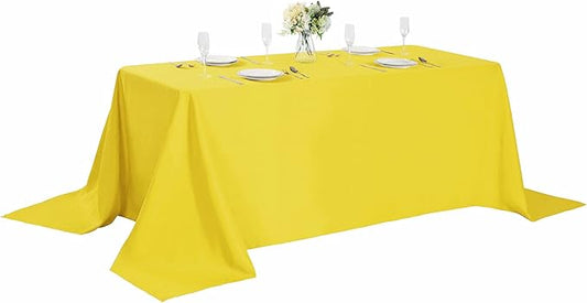 Cupuamon Rectangle Tablecloth 90x156 inch Washable Polyester Fabric Table Cloth for Wedding Party Dining Banquet Decoration（90x156, Yellow）