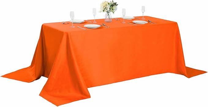 Cupuamon Rectangle Tablecloth 90x132 inch Washable Polyester Fabric Table Cloth for Wedding Party Dining Banquet Decoration（90x132, Orange）