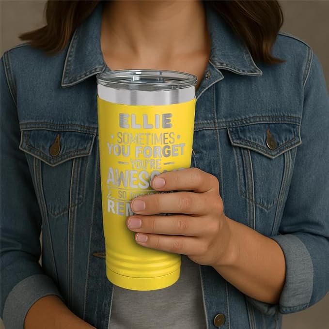 Personalized Inspirational Tumbler, Inspirational Gifts for Men Dad Father Wife Sister Women, Custom Birthday For Him Her, Customized You?셱e Awesome Tumbler, Teacher Coworker Gifts 20oz Yellow