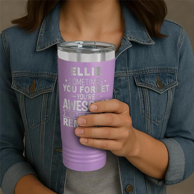 Personalized Inspirational Tumbler, Inspirational Gifts for Men Dad Father Wife Sister Women, Custom Birthday For Him Her, Customized You?셱e Awesome Tumbler, Teacher Coworker Gifts 20oz Light Purple