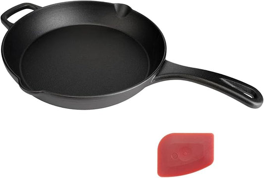 10 Inch Cast Iron Skillet ??Pre-Seasoned Frying Pan for Holiday Cooking, Heavy-Duty Oven Safe Cookware for Home Kitchen & Outdoor Use