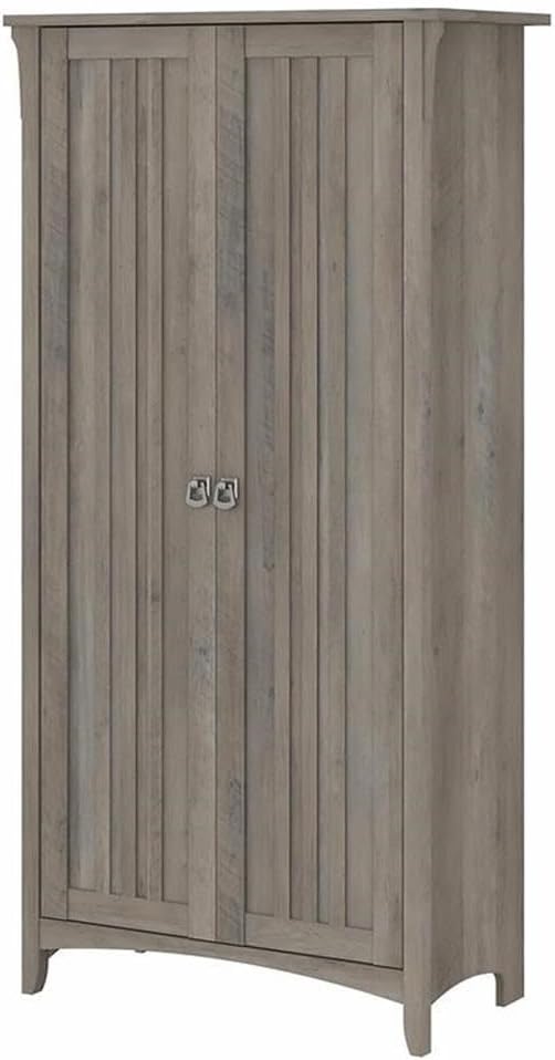 Bush Furniture Salinas Kitchen Pantry Cabinet with Doors in Driftwood Gray