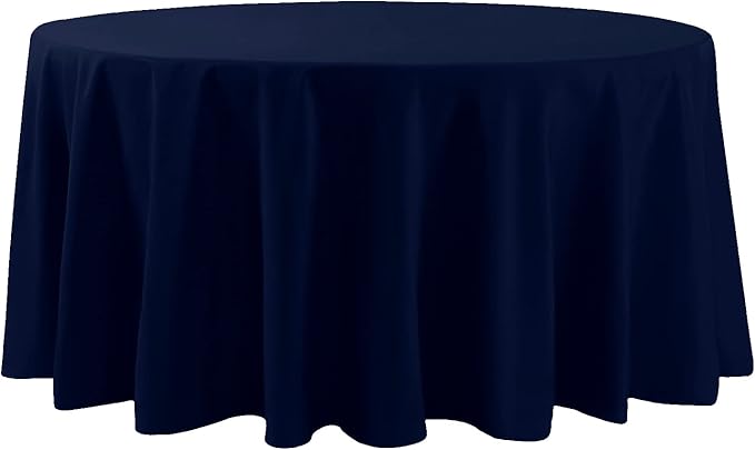 6 Pack Navy Blue Round Tablecloths 132 Inches Table Cloth Stain and Wrinkle Resistant Washable Polyester Table Cover Fabric for Party, Wedding,Dining,and Banquet Decoration