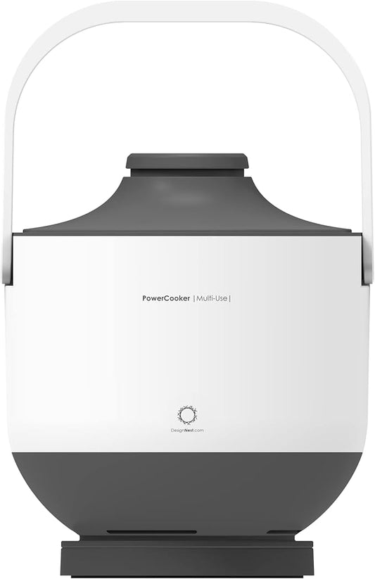 DesignNest PowerCooker Multi-cooker, Steamer, Auto Warmer, Fast Cooking, Portable Pot, Detachable Heating Base, 5 Cooking Models, Touch Control Panel, Soup, Rice, Stews, Oatmeal & Yogurt, White