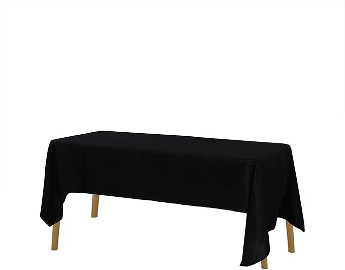 Cupuamon Rectangle Tablecloth 60x84 inch Washable Polyester Fabric Table Cloth for Wedding Party Dining Banquet Decoration（60x84, Black）