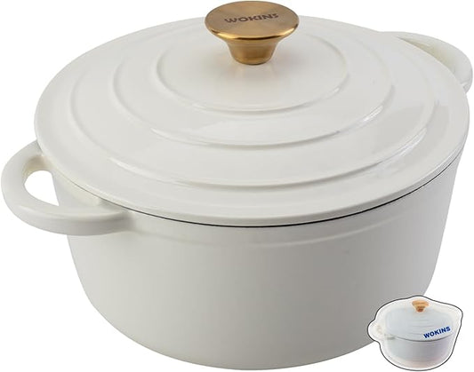Enameled Cast Iron Dutch Oven Pot with Lid Heavy-Duty Cookware for Bread Baking,Braising,Stews,Roasting,Oven Safe up to 500째F,4QT,creamy white