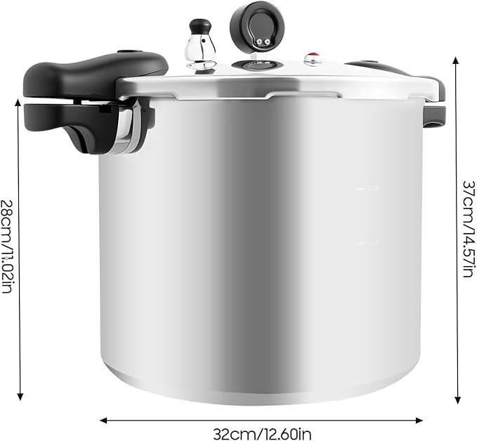 Pressure Canner Cooker, 23 Quart Large Capacity Aluminium Thickened Explosion-proof Electric Pressure Canner Commercial Manual Canning Cookware w/Gauge Release Valve for Gas, Electric