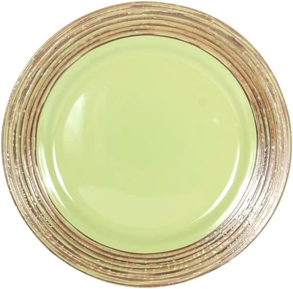 48 Piece Dinnerware Set, Ceramic Plates and Bowls Sets for 8, Microwave and Dishwasher Safe, Handcrafted Tree Bark Series Dish Set, Oak Forest/Dark Green