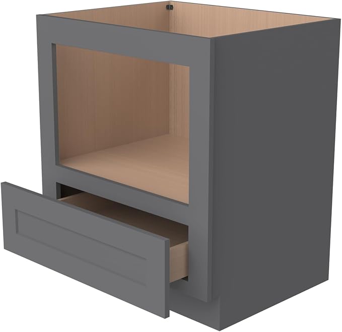 Microwave Base Cabinet ??Solid Wood Shaker Style Kitchen Storage Base Unit with Drawer & Soft-Close Doors, RTA Pantry Cupboard for Dining Room, Coffee Bar 30" W x 24" D x 34 1/2" H (Pebble Gray)