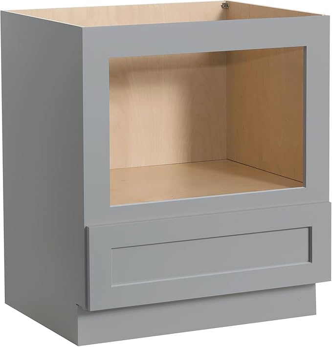 Solid Wood RTA 30" Microwave Base Cabinet,Kitchen Oven Cabinet - with 1 Full Overlay Drawer (Frame Dimension: 24''W*16''H) (Grey, 30" Width x 24" Depth x 34 1/2" Height)