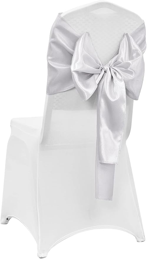 10-Pack Silver Satin Table Runner 12 x 108 Inch Long Bright and Smooth Silk Fabric Table Runner for Wedding Banquet Birthday Party Decoration