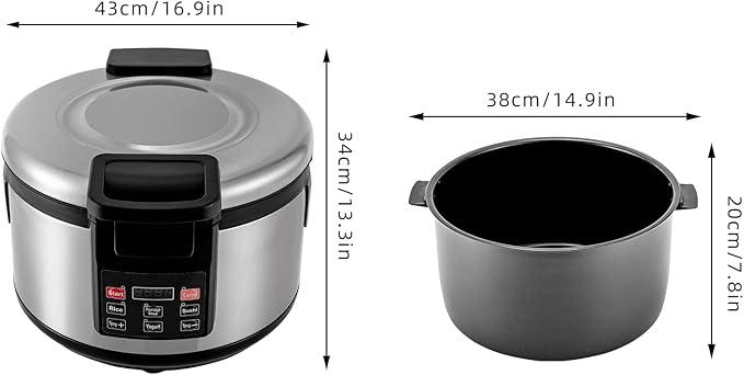 20Qt Commercial Rice Warmer, 110W Big Rice Warmer with Non-stick Inner Pot, 104-176??Adjustable Temperature Portable Rice & Food Warming Bowl for Restaurant, Hotel(NOT Cooker)