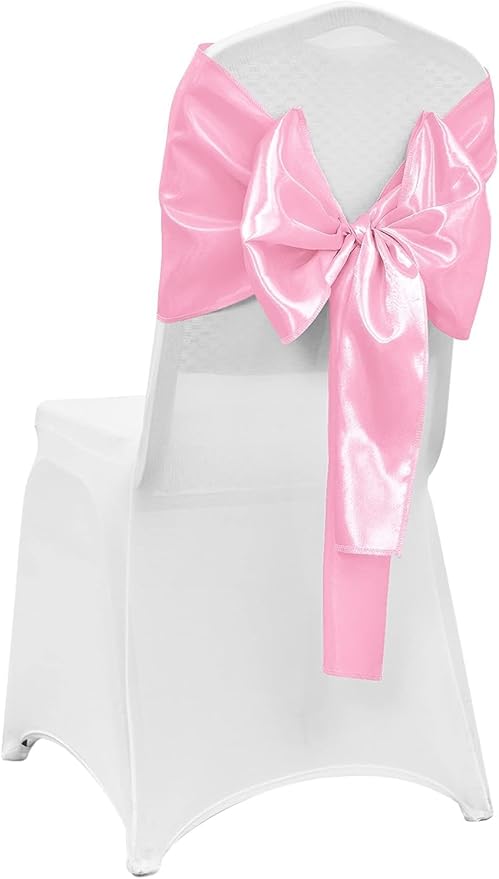 10-Pack Pink Satin Table Runner 12 x 108 Inch Long Bright and Smooth Silk Fabric Table Runner for Wedding Banquet Birthday Party Decoration