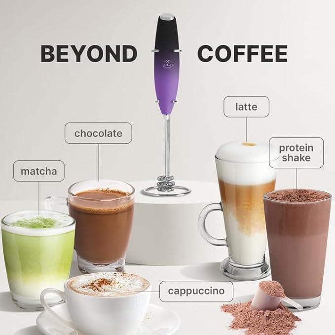 Zulay Kitchen Milk Frother with Patented Tornado Triple Whisk ??Handheld Foam Maker for Coffee, Lattes, Matcha & Hot Chocolate ??Rich, Creamy Froth in Seconds