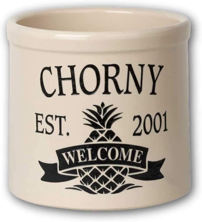 RAINBEAM Rustic Pineapple 2 Gallon Personalized Pineapple Ceramic Food Storage Container