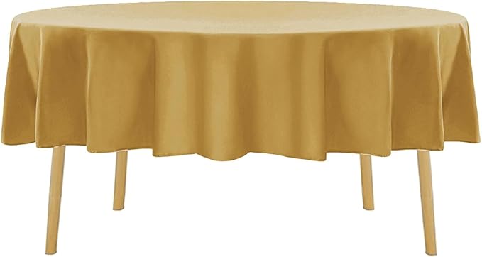 Cupuamon 60 inch Round Tablecloth Washable Polyester Table Cloth Decorative Table Cover for Wedding Party Dining Banquet（60 inch,Gold）