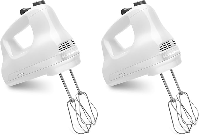 KitchenAid KHM512WH 5-Speed Ultra Power Hand Mixer, White, 8x7x5 (Pack of 2)