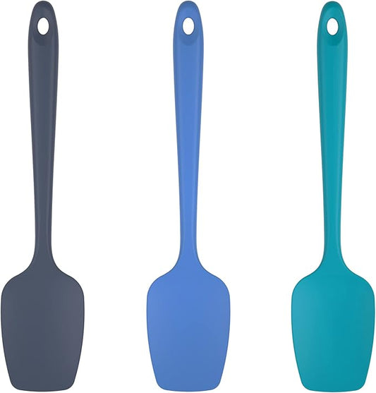 U-Taste Silicone Spoon Spatula Set, 600쨘F High Heat Resistant Food Grade Flexible Rubber Scraper, Cooking Mixing Baking Kitchen Utensils Set of 3 (Multicolors)