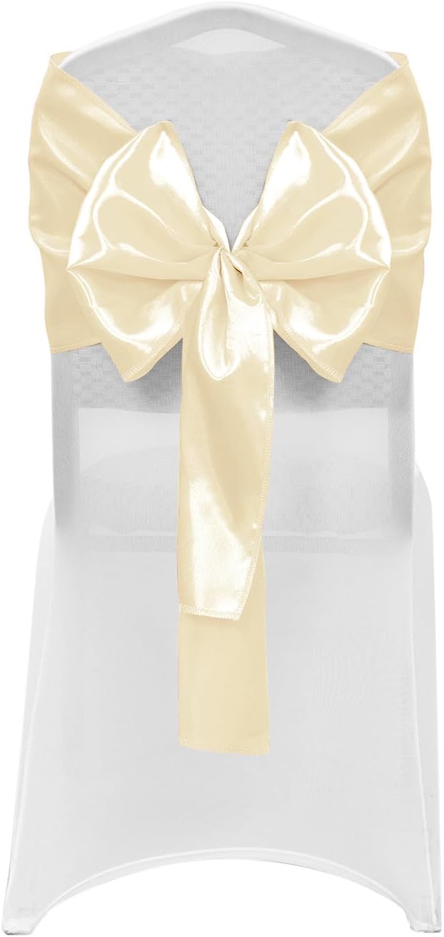 Pufogu 10-Pack Champagne Satin Table Runner 12 x 108 Inch Long Bright and Smooth Silk Fabric Table Runner for Wedding Banquet Birthday Party Decoration