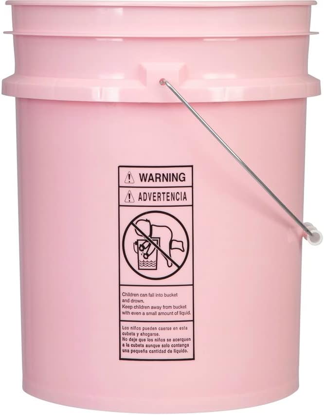 House Naturals 5 Gallon Pink Food Grade Plastic Storage Bucket with Lid Cover (Pack of 3) Made in USA (with White Screw On Air Tight Lids)