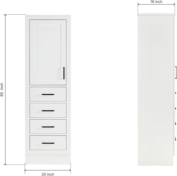 ARIEL Bathroom Storage Cabinet - Solid Hevea Wood and Fully Assembled for Long-Lasting Durability and Sophisticated Finish