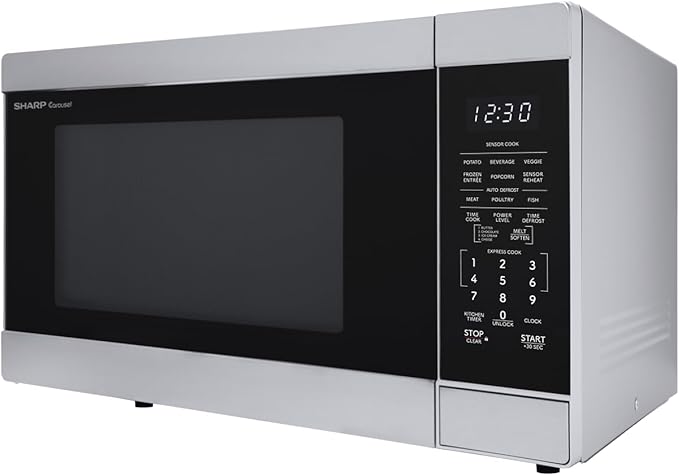 SHARP Countertop Microwave Oven with Removable 13.6" Carousel Turntable, 1100 Watt, 1.6 Cubic Feet, Stainless Steel