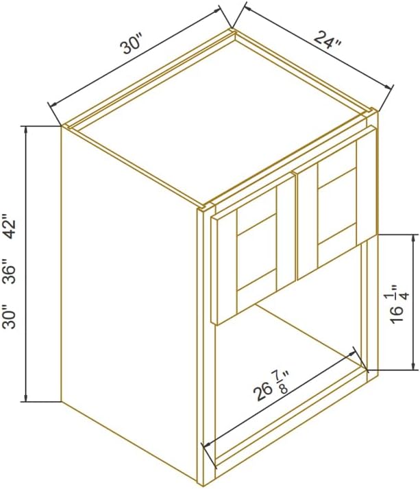 Solid Wood RTA Wall Microwave Cabinet with Open Shelves ??Shaker Style, Space-Saving Kitchen Pantry Storage, Durable and Versatile Wall-Mounted Organizer (SK-White, 30" W x 24" D x 42" H)