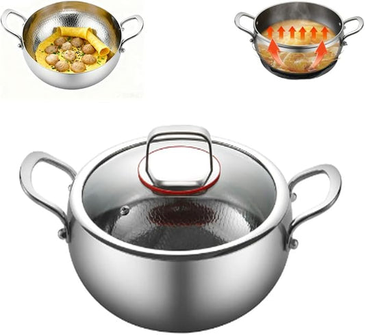 Titanium Hammered Soup Pot, Nonstick Soup Pot, Large Cooking Pot with Lid, Heavy Duty Induction Cooking Pot, Sturdy & Double Handle, Dishwasher Safe,with lid,10.23 in