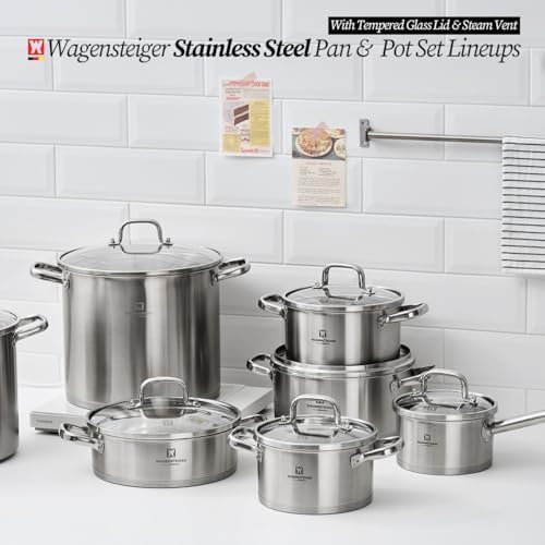 2.82 Quart Stainless Steel Stock Pot, 3-Ply Construction with Aluminum Core, Tempered Glass Lid, Compatible with All Cooktops BPA free(7.68" Diameter)