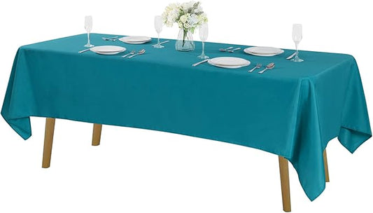 Cupuamon Rectangle Tablecloth 60x102 inch Washable Polyester Fabric Table Cloth for Wedding Party Dining Banquet Decoration（60x102, Teal）