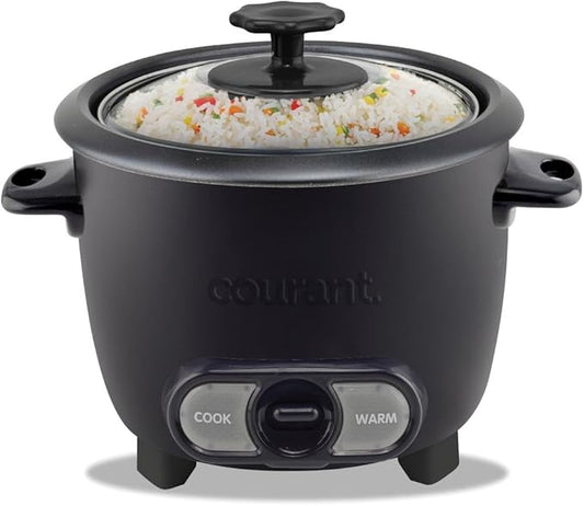 Courant Rice Cooker 6-Cup (Cooked), Removable Non-Stick Bowl, One Touch Rice Cooker,Black