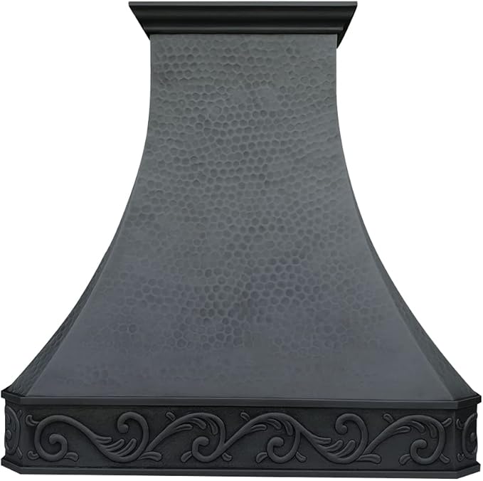 CT Copper Tailor Copper Vent Hood Island Mount,48'' W,30''H, 1150 CFM Exhaust Fan,Stainless Steel Vent,LED Light,Dishwasher-Safe Baffle Filters,Light Hammered-Dark Patina,VH3A