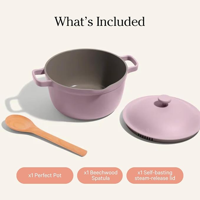 Our Place Mini Perfect Pot | 2.5 Qt Ceramic Pot with Lid & Spatula | Patented 8-in-1, PFAS-Free Nonstick, Non-Toxic Cookware | Induction & Oven-Safe up to 450째F | Lavender