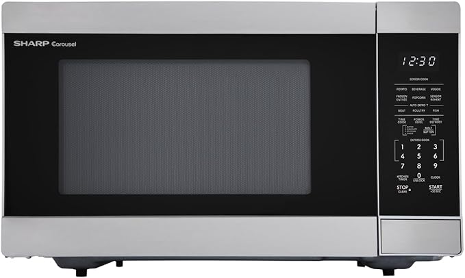 SHARP Countertop Microwave Oven with Removable 13.6" Carousel Turntable, 1100 Watt, 1.6 Cubic Feet, Stainless Steel