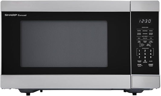 SHARP Countertop Microwave Oven with Removable 13.6" Carousel Turntable, 1100 Watt, 1.6 Cubic Feet, Stainless Steel