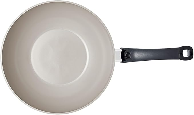 Fissler Ceratal Comfort Ceramic 11 Inch Non-Stick Wok, Warm Grey, Made without PFAS